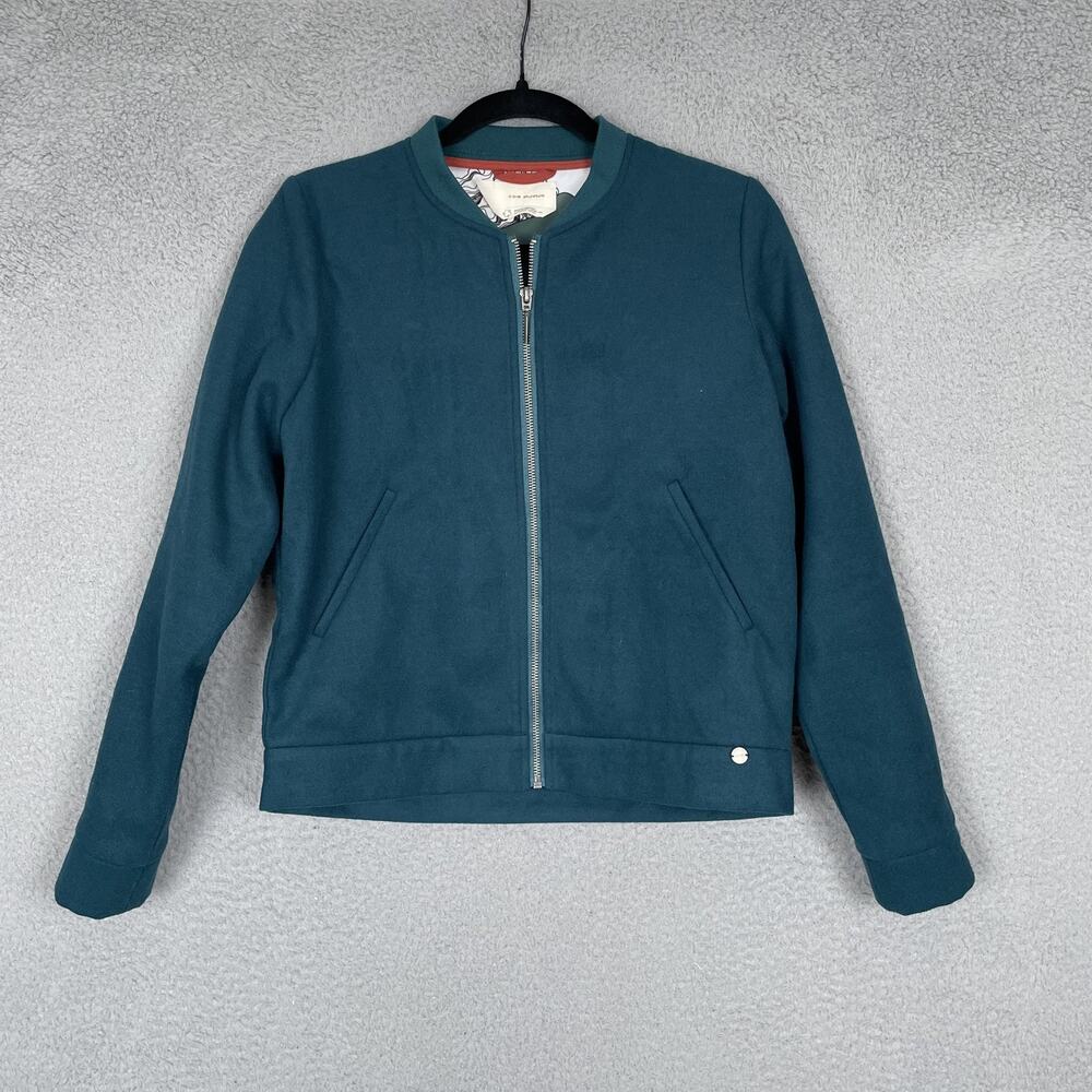 Skunkfunk Jacket Womens Size 1 Teal Blue Pilare Full Zip Bomber Sustainable Eco